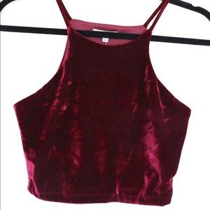 NEW - Maroon Velvet Halter Neck Crop Top